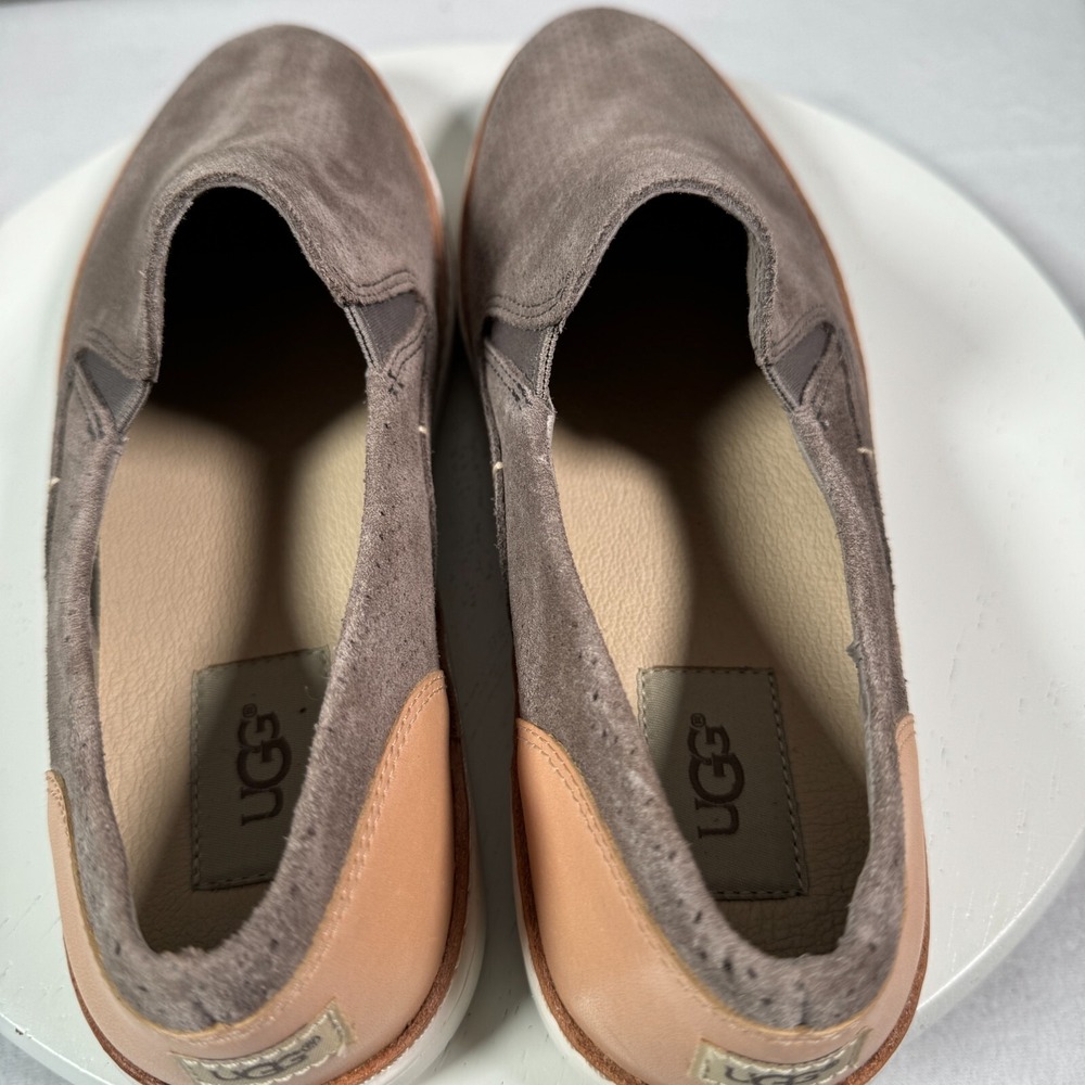 Ugg Adley Perf Slip On Sneaker Womens 9.5‎ Brown Tan Suede Leather Flat 1018375 - Picture 7 of 9